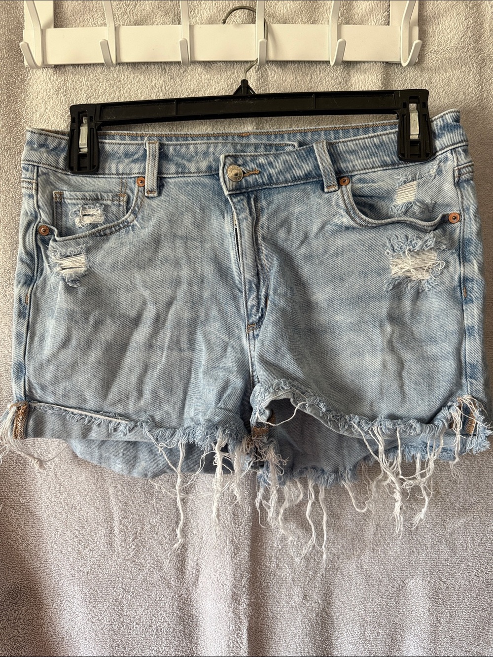 American Eagle Outfitters Light Blue Distressed Denim Cutoff Shorts